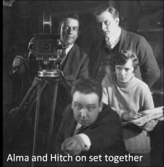 Alma and Hitch on set together