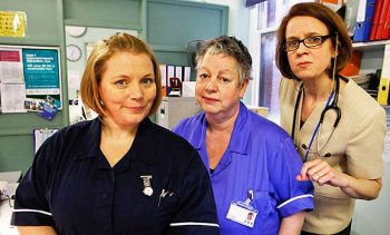 Joanna Scanlan with Jo Brand and Vicki Pepperdine in Getting On
