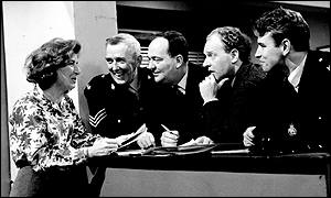 Moira Armstrong on the set of Z Cars