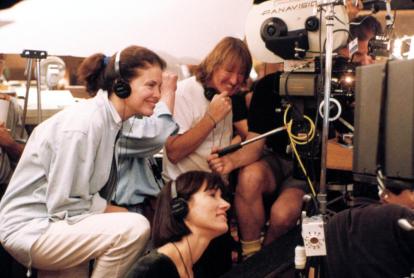 Sherry Lansing on set with Adrian Lyne