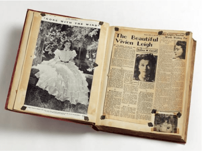 Volume of Press Cuttings held in the Vivien Leigh Archive © Victoria and Albert Museum